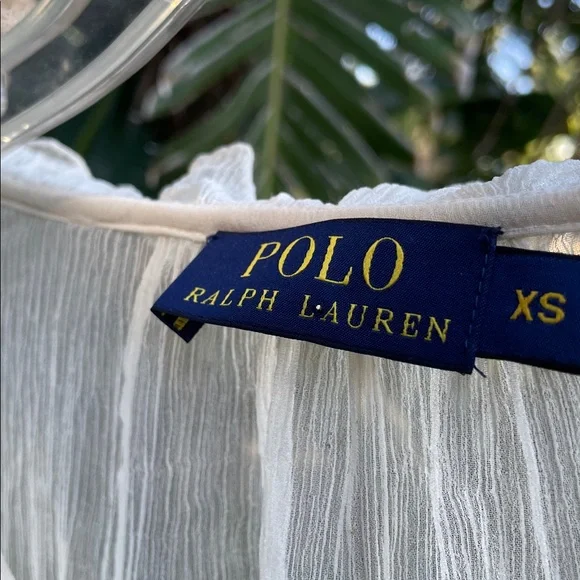 Ralph Lauren, sheer ruffled and metallic embroidered peasant blouse - Picture 3 of 8